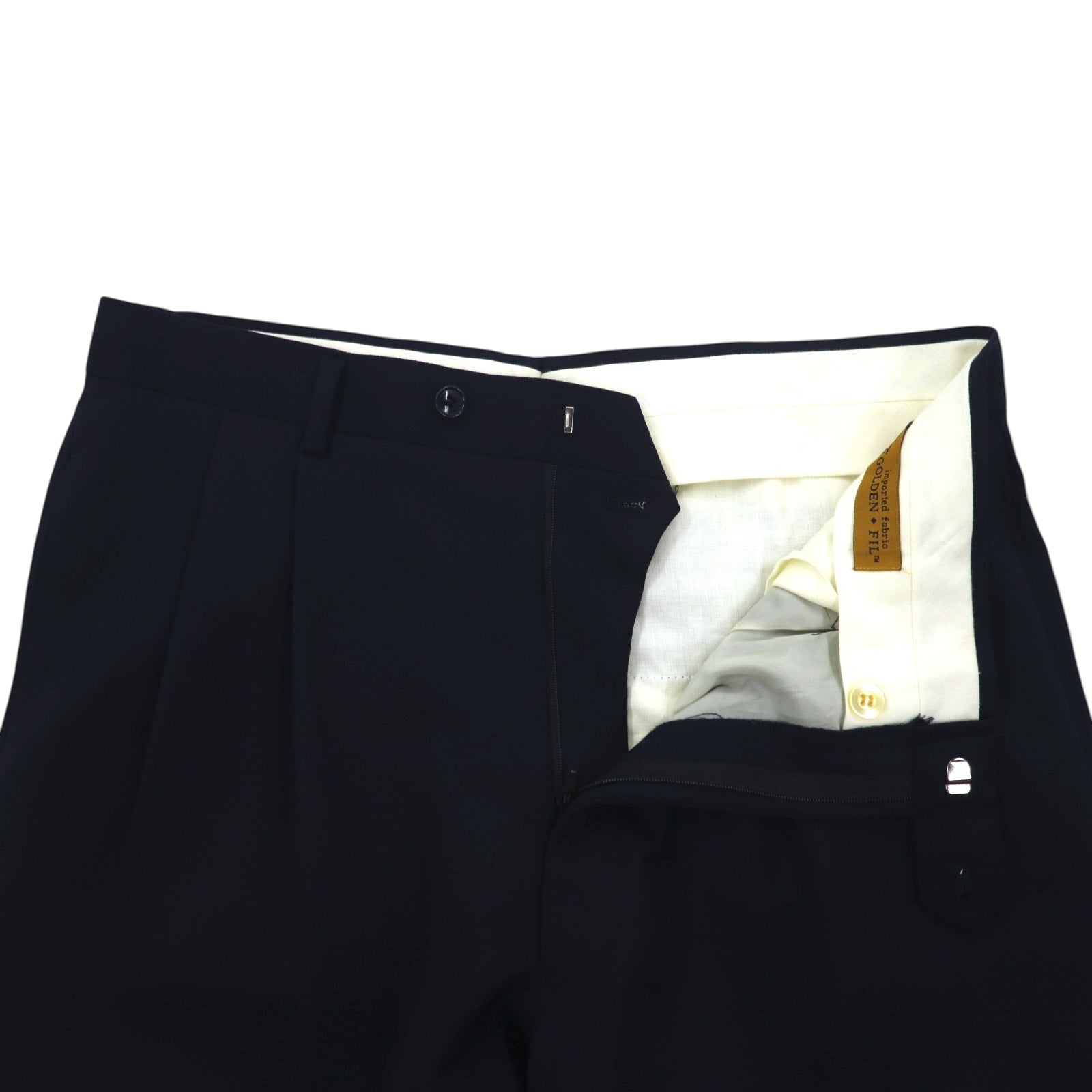 Pantaloni larghi con pieghe GOLDEN FIL, anni '90, made in USA, taglia 35, blu navy, in lana