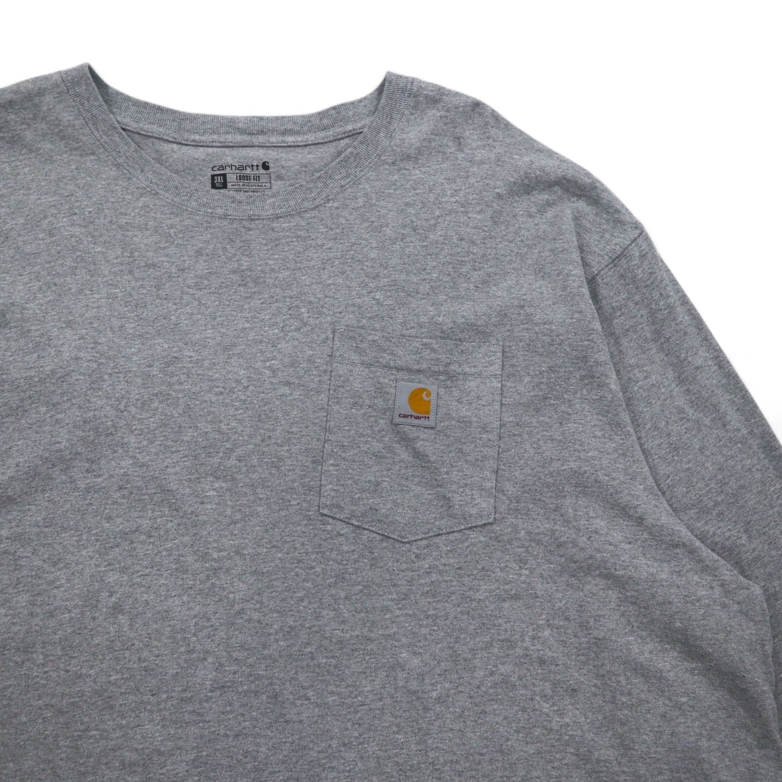 Carhartt T-shirt a maniche lunghe con taschino, vestibilità ampia, 3XL, grigio, LOOSE FIT HEAVYWEIGHT LONG-SLEEVE POCKET T-SHIRT K126
