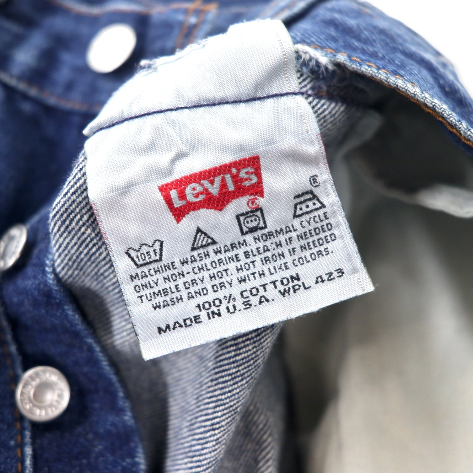 Levi's Made in USA, anni '90, jeans 34, blu, cotone, chiusura a bottoni, bottone retro 521, 501-0115