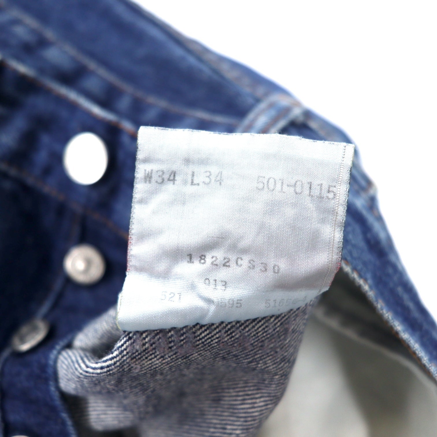 Levi's Made in USA, anni '90, jeans 34, blu, cotone, chiusura a bottoni, bottone retro 521, 501-0115