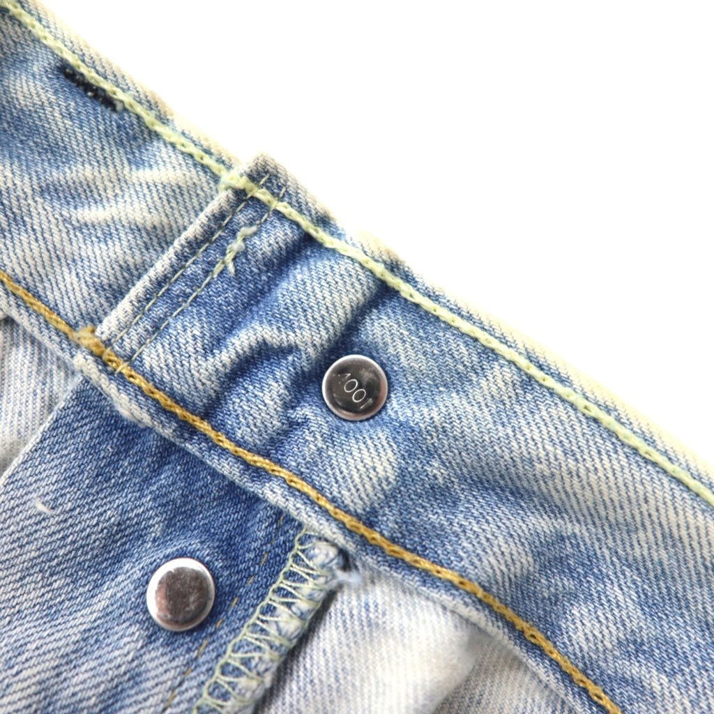 Levi's 501 shorts in denim con lavaggio acido, taglio vivo, taglia L, blu, in cotone, con chiusura a bottoni