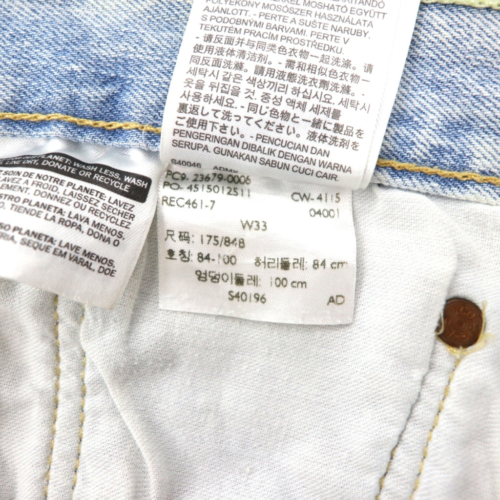 Levi's 501 shorts in denim con lavaggio acido, taglio vivo, taglia L, blu, in cotone, con chiusura a bottoni