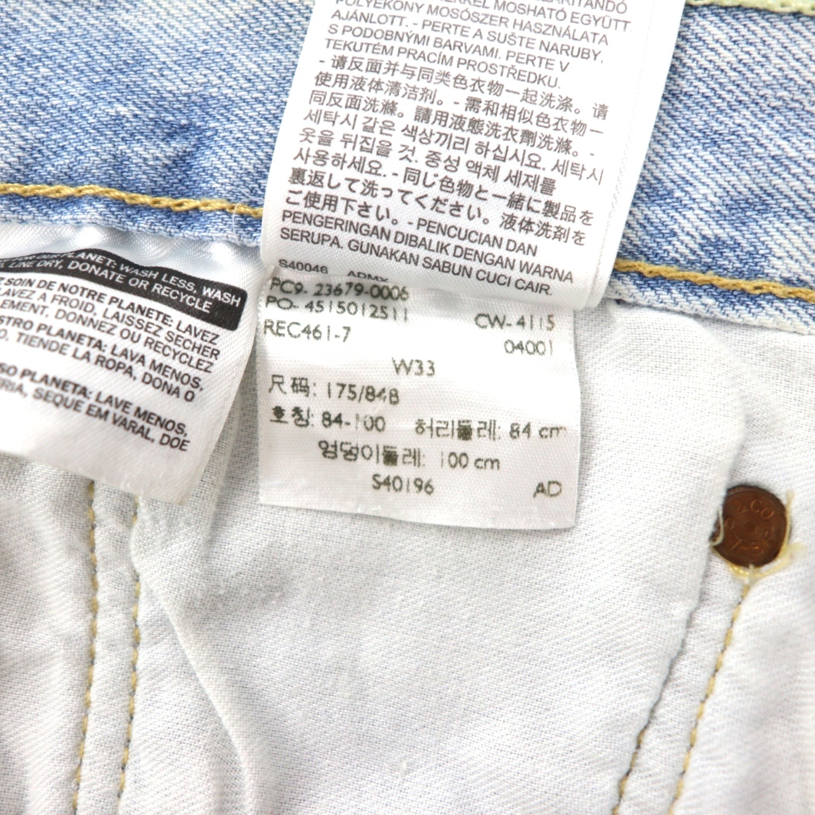 Levi's 501 shorts in denim con lavaggio acido, taglio vivo, taglia L, blu, in cotone, con chiusura a bottoni