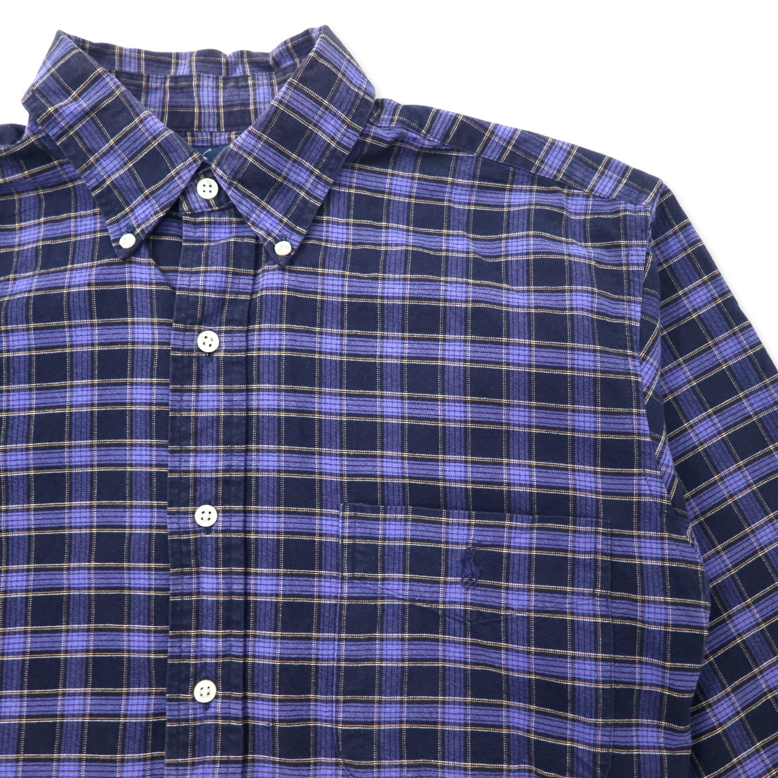 Camicia button-down Ralph Lauren M blu navy a quadri in cotone BIG SHIRT con ricamo piccolo pony