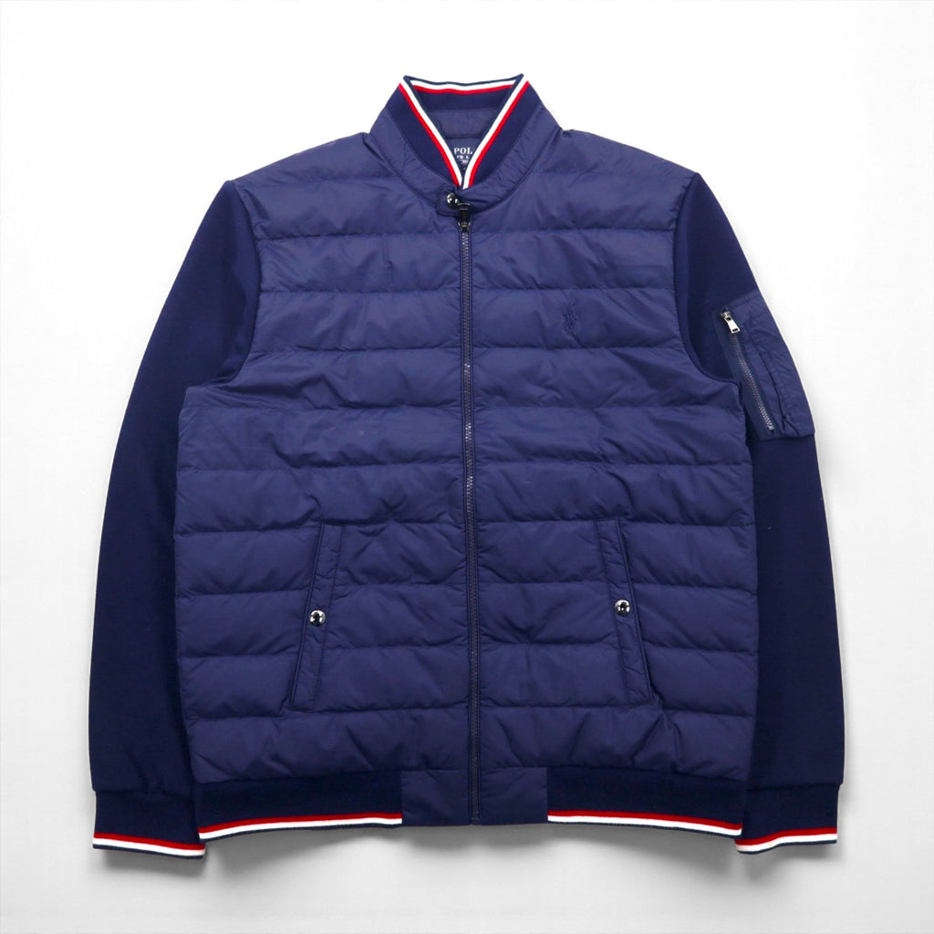 Polo Ralph Lauren パフォーマンス キルティング ダウンジャケット M ネイビー ナイロン切替 リブライン