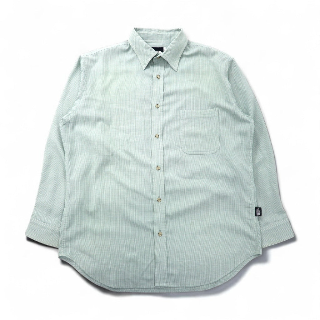 THE NORTH FACE アウトドア ポリエステルシャツ L グリーン チェック 胸ポケット ON-4569