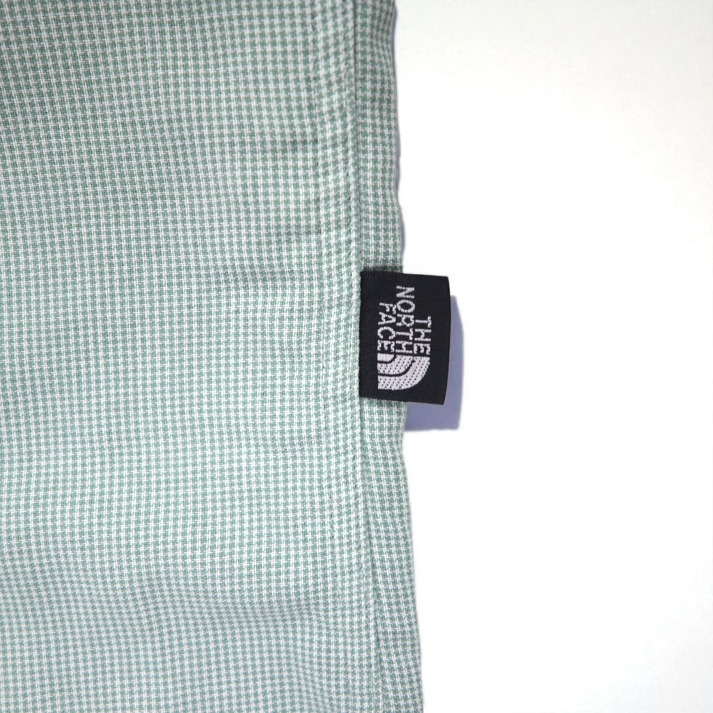 THE NORTH FACE アウトドア ポリエステルシャツ L グリーン チェック 胸ポケット ON-4569