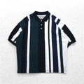 Anni '90 HARBOR BAY Polo a righe multiple 4XL GRANDE Blu navy Cotone Taglia grande