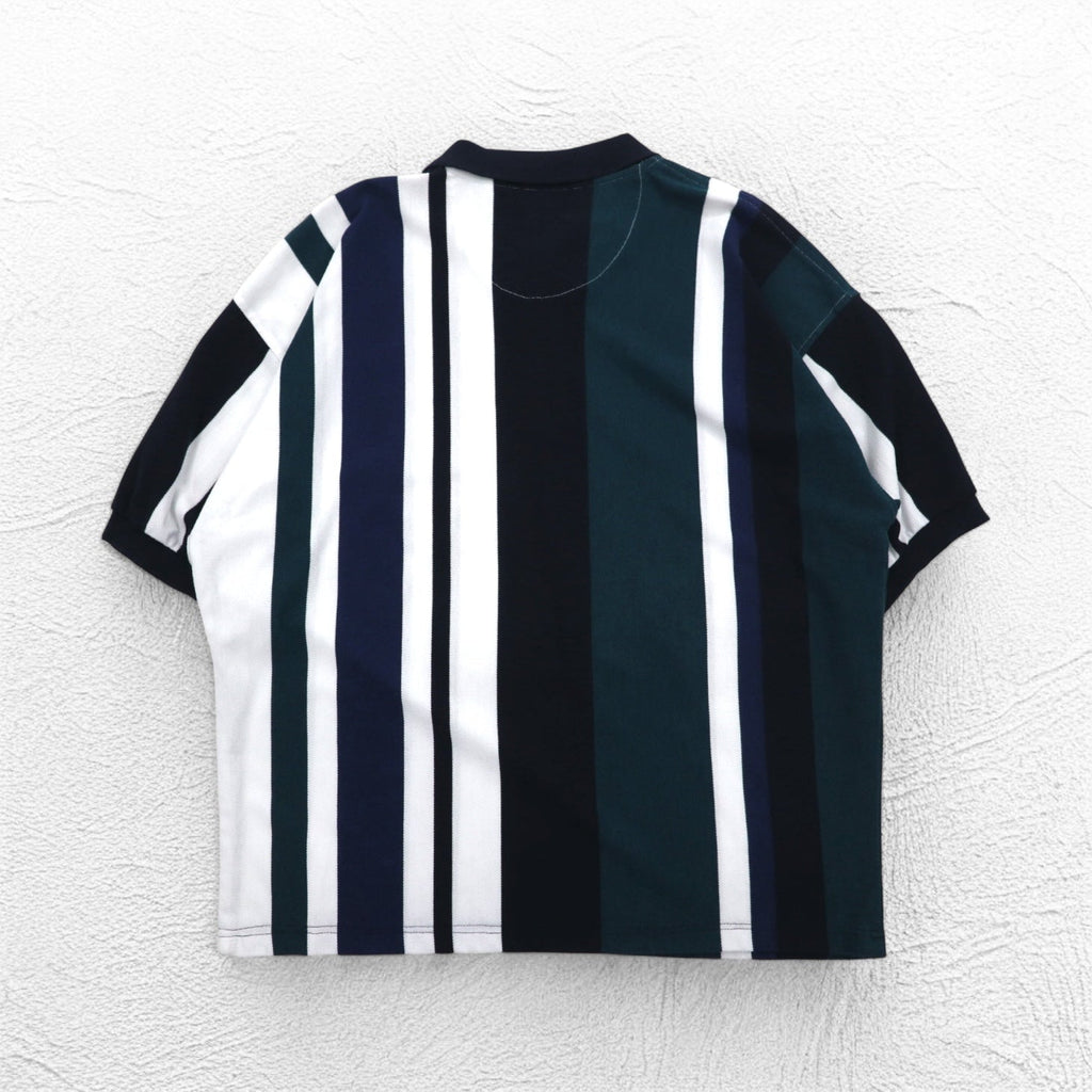 Anni '90 HARBOR BAY Polo a righe multiple 4XL GRANDE Blu navy Cotone Taglia grande