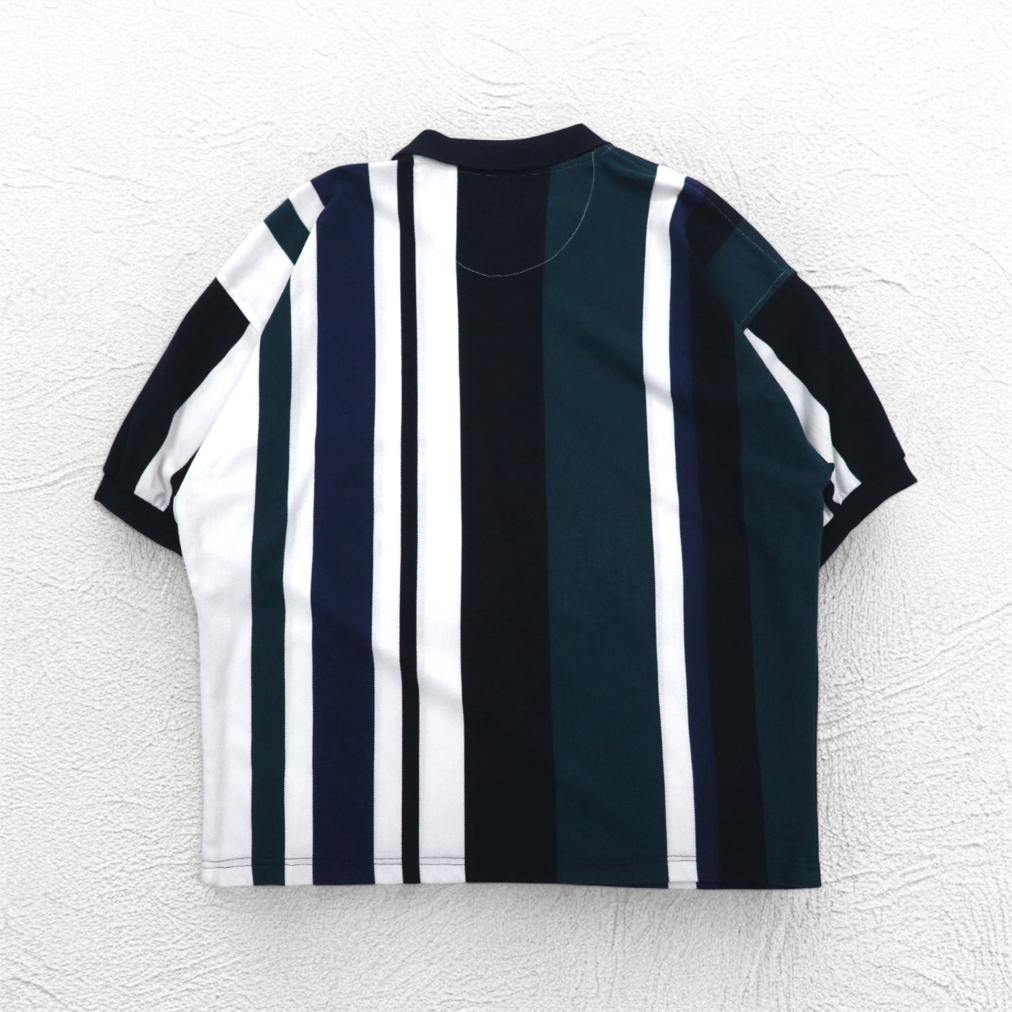 Anni '90 HARBOR BAY Polo a righe multiple 4XL GRANDE Blu navy Cotone Taglia grande