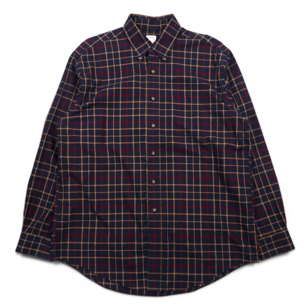 Brooks Brothers 346 Camicia button-down L Blu navy a quadri Cotone Oversize No-iron