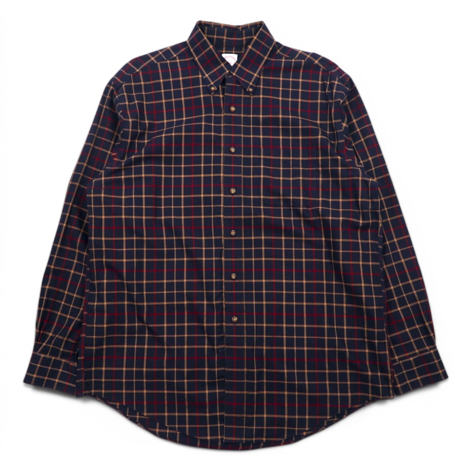 Brooks Brothers 346 Camicia button-down L Blu navy a quadri Cotone Oversize No-iron