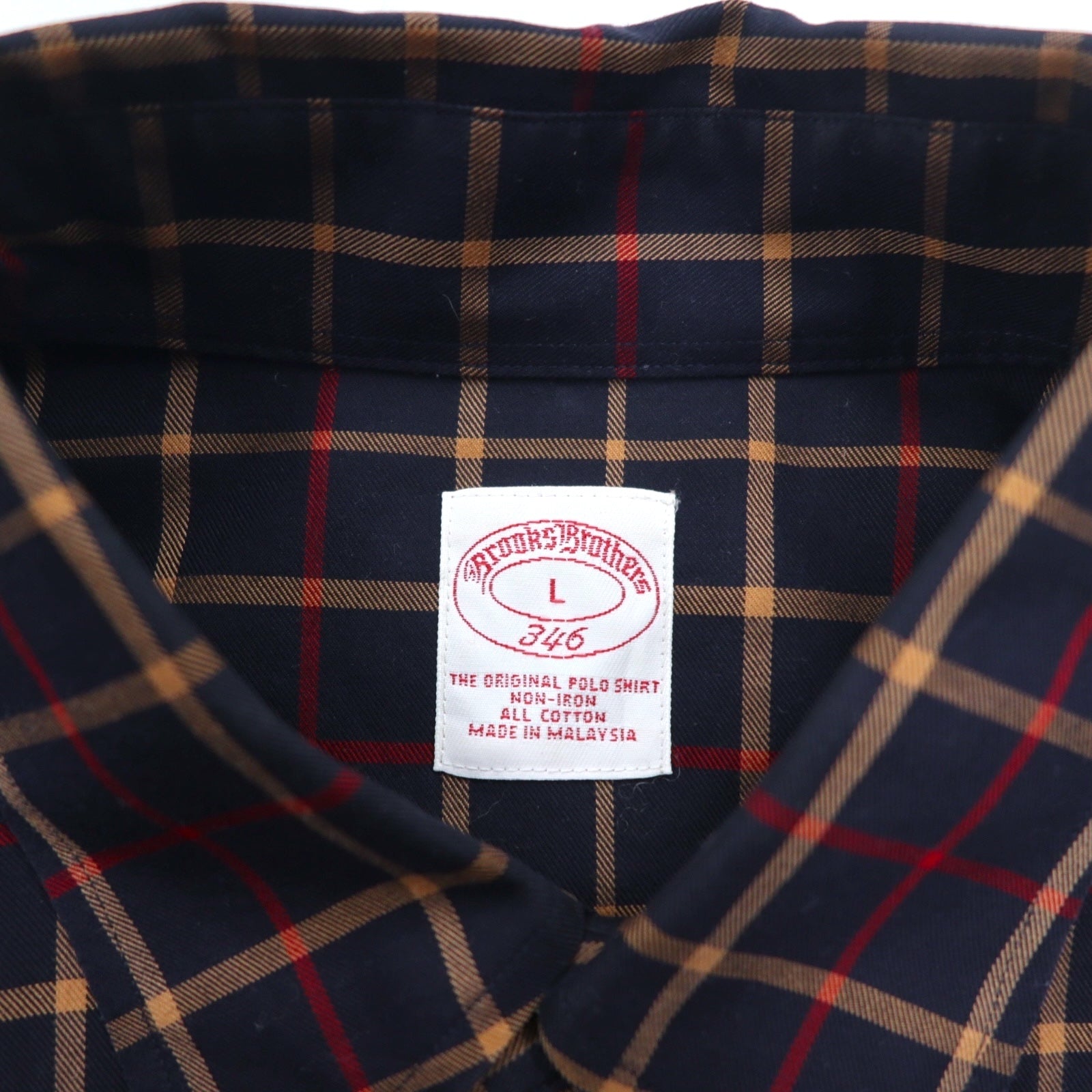 Brooks Brothers 346 Camicia button-down L Blu navy a quadri Cotone Oversize No-iron
