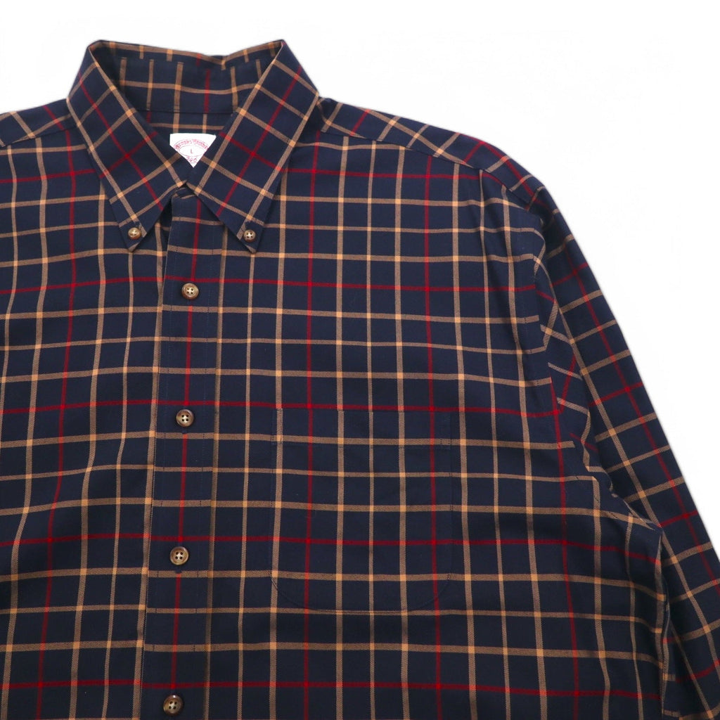 Brooks Brothers 346 Camicia button-down L Blu navy a quadri Cotone Oversize No-iron