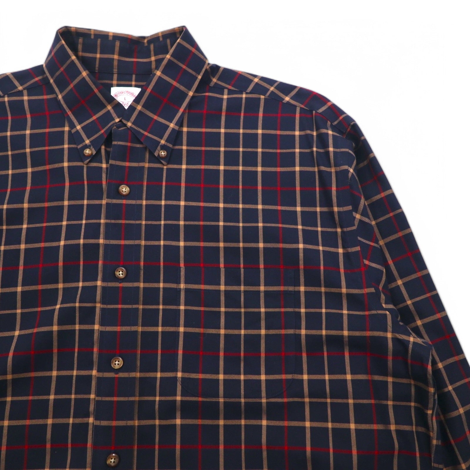 Brooks Brothers 346 Camicia button-down L Blu navy a quadri Cotone Oversize No-iron