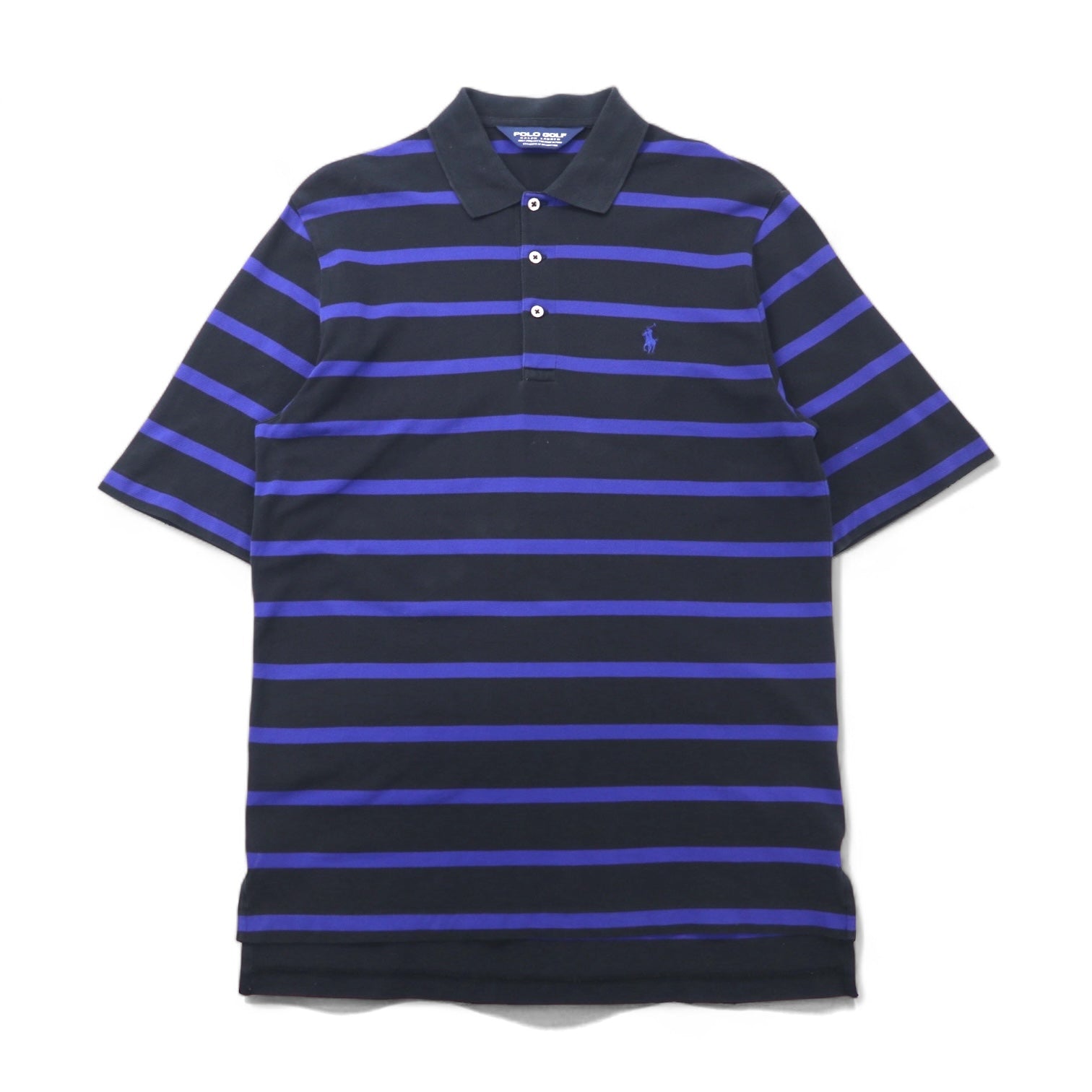 POLO GOLF RALPH LAUREN 90年代 ボーダー ポロシャツ M ブラック ブルー コットン 鹿の子 スモールポニー刺繍
