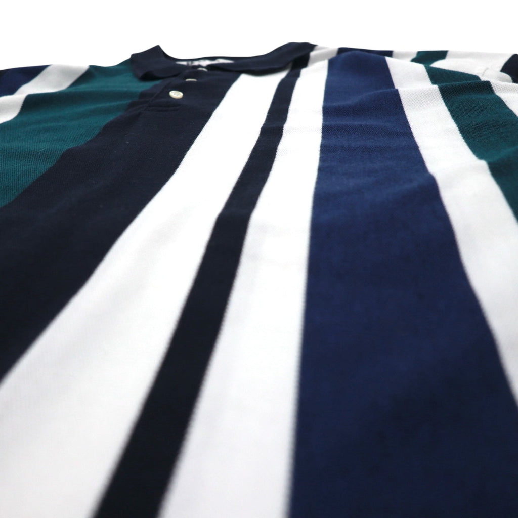 Anni '90 HARBOR BAY Polo a righe multiple 4XL GRANDE Blu navy Cotone Taglia grande