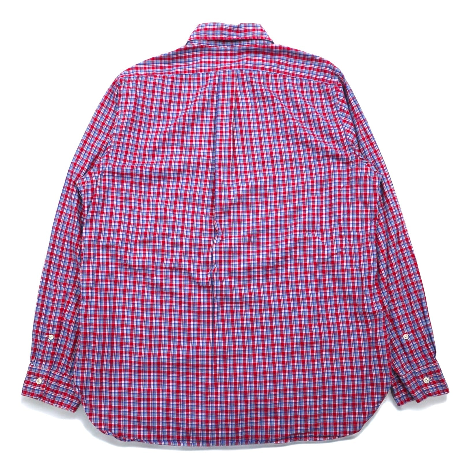 RALPH LAUREN Camicia Button Down L Cotone a Quadri Blu Rosso con Ricamo Piccolo Pony
