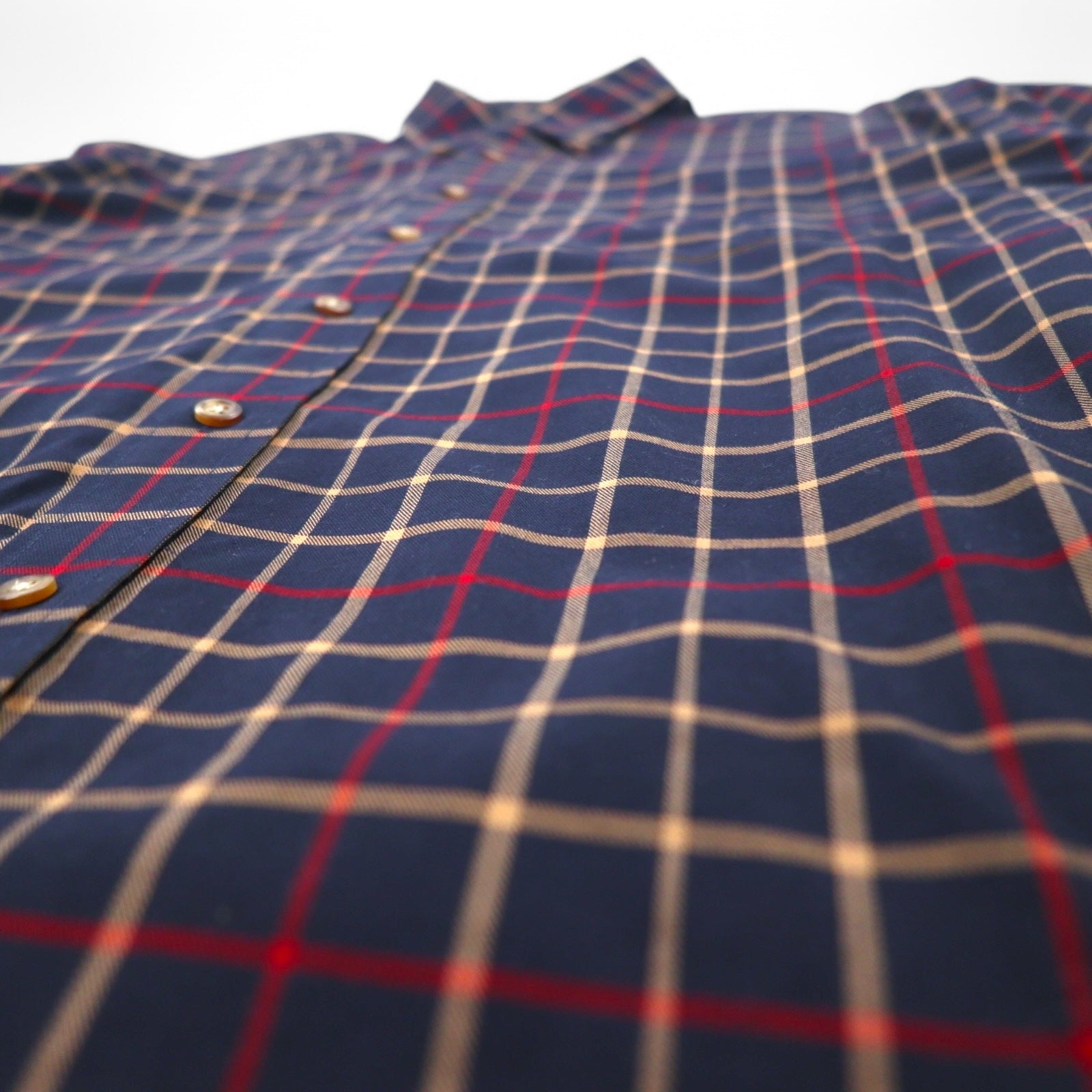 Brooks Brothers 346 Camicia button-down L Blu navy a quadri Cotone Oversize No-iron