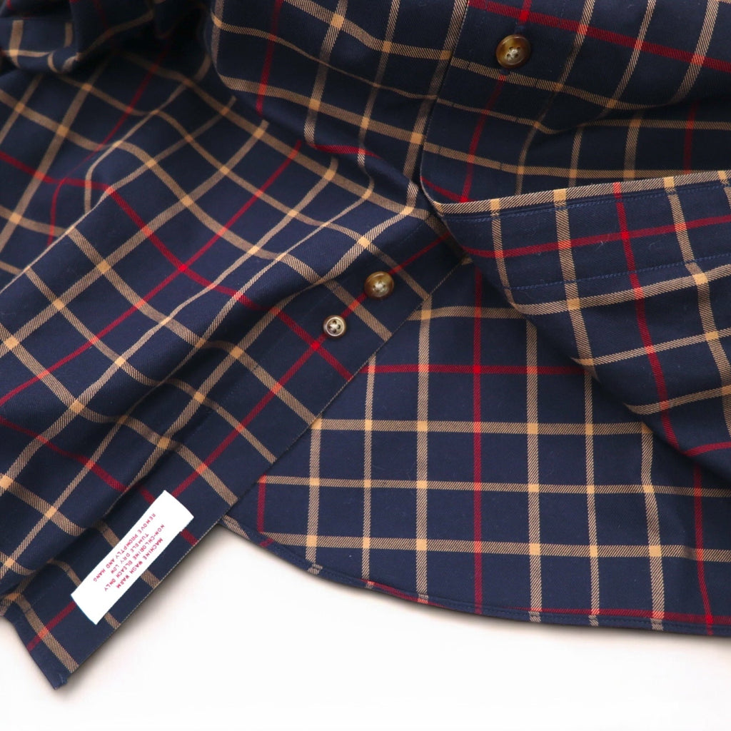 Brooks Brothers 346 Camicia button-down L Blu navy a quadri Cotone Oversize No-iron