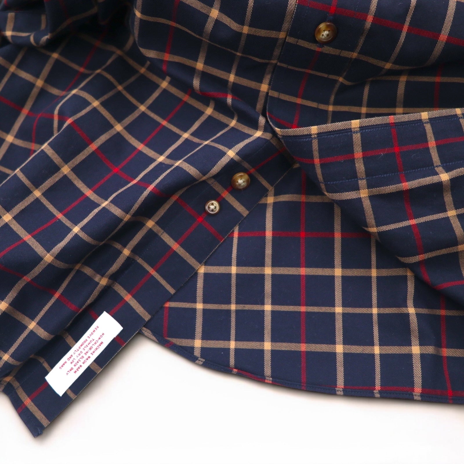 Brooks Brothers 346 Camicia button-down L Blu navy a quadri Cotone Oversize No-iron