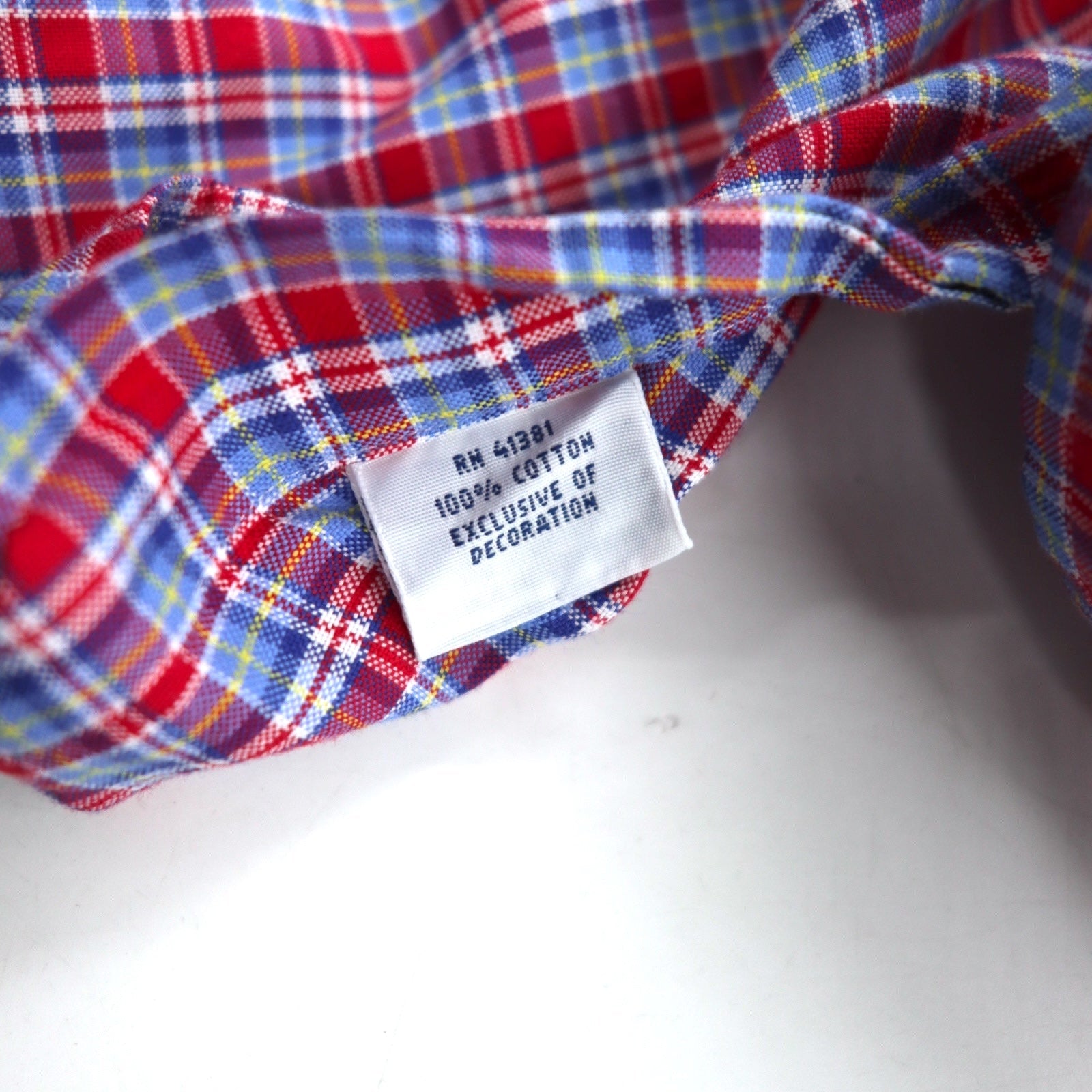 RALPH LAUREN Camicia Button Down L Cotone a Quadri Blu Rosso con Ricamo Piccolo Pony