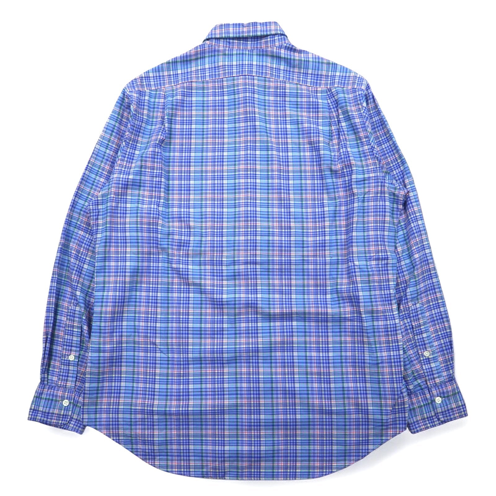 POLO RALPH LAUREN Camicia elegente a collo largo L blu scozzese cotone