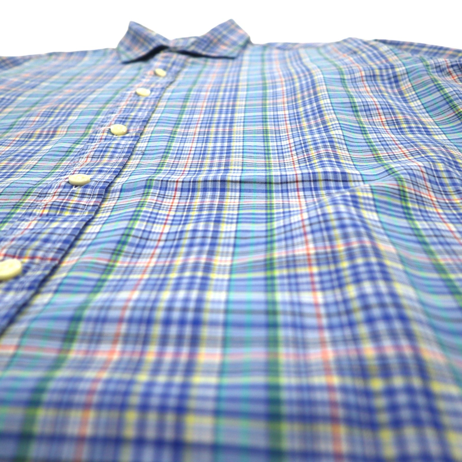 POLO RALPH LAUREN Camicia elegente a collo largo L blu scozzese cotone