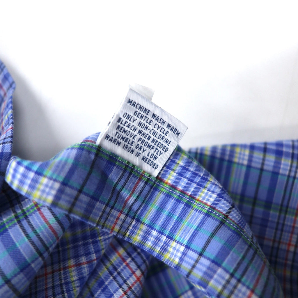 POLO RALPH LAUREN Camicia elegente a collo largo L blu scozzese cotone