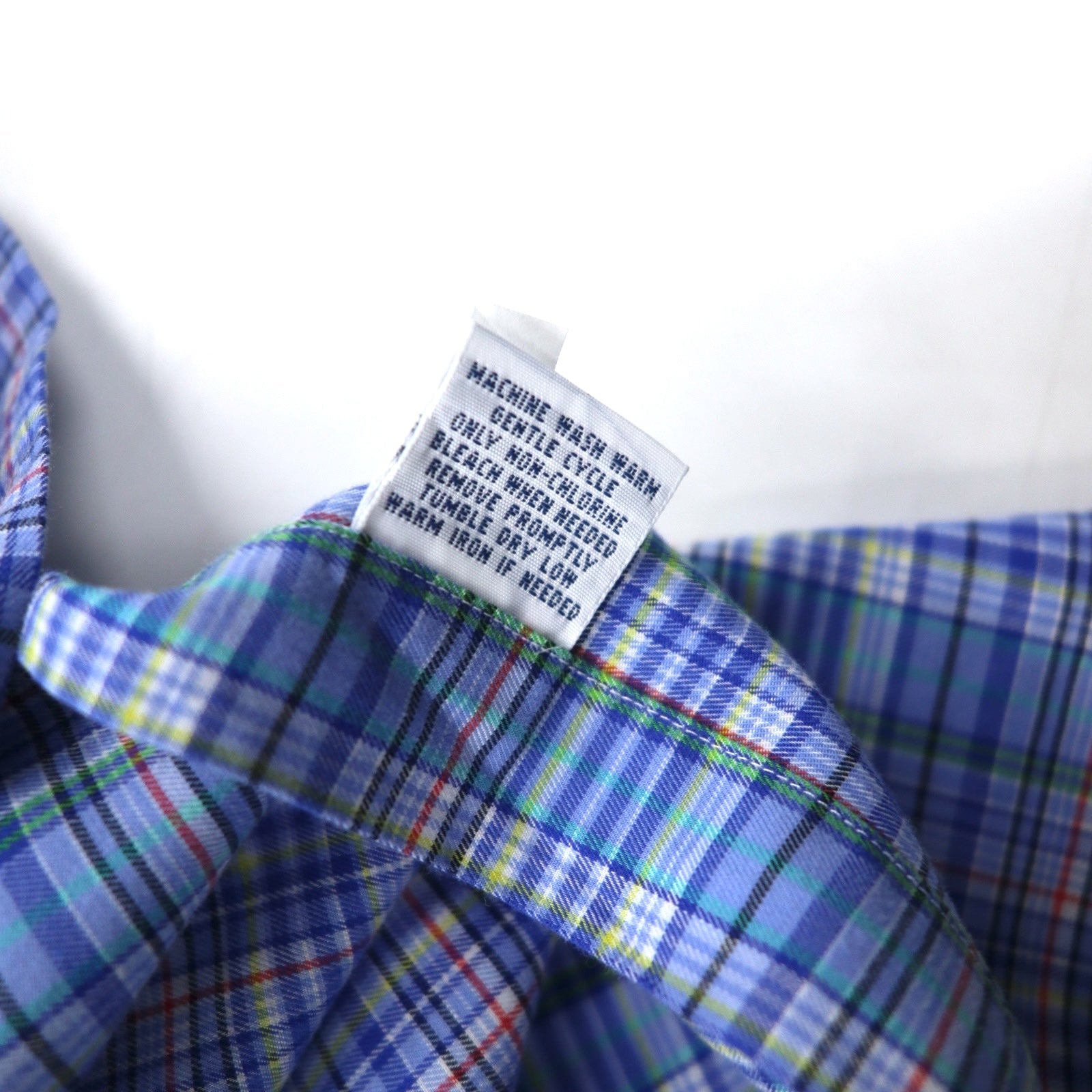 POLO RALPH LAUREN Camicia elegente a collo largo L blu scozzese cotone