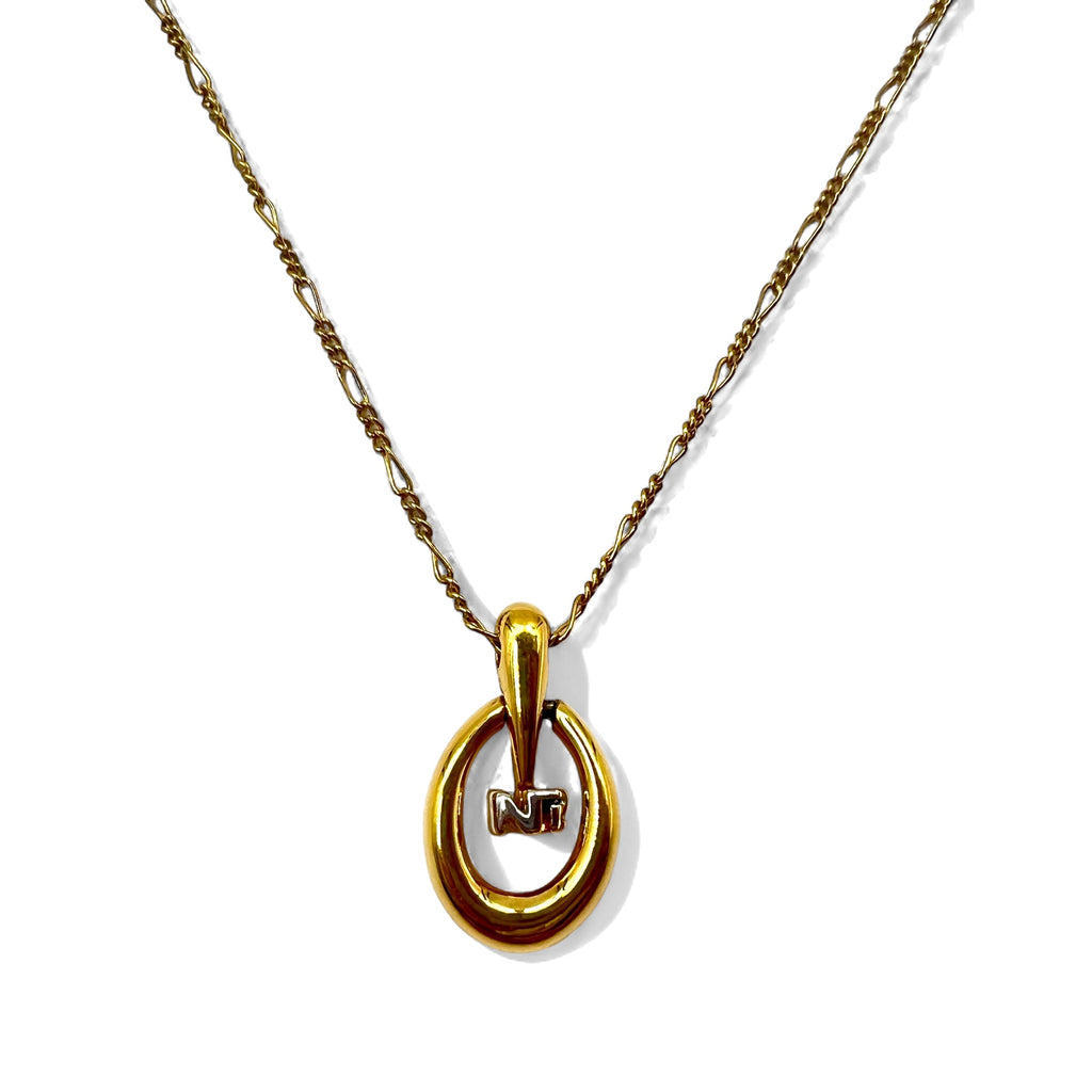 NINA RICCI Collana a catena Figaro color oro con logo ovale vintage