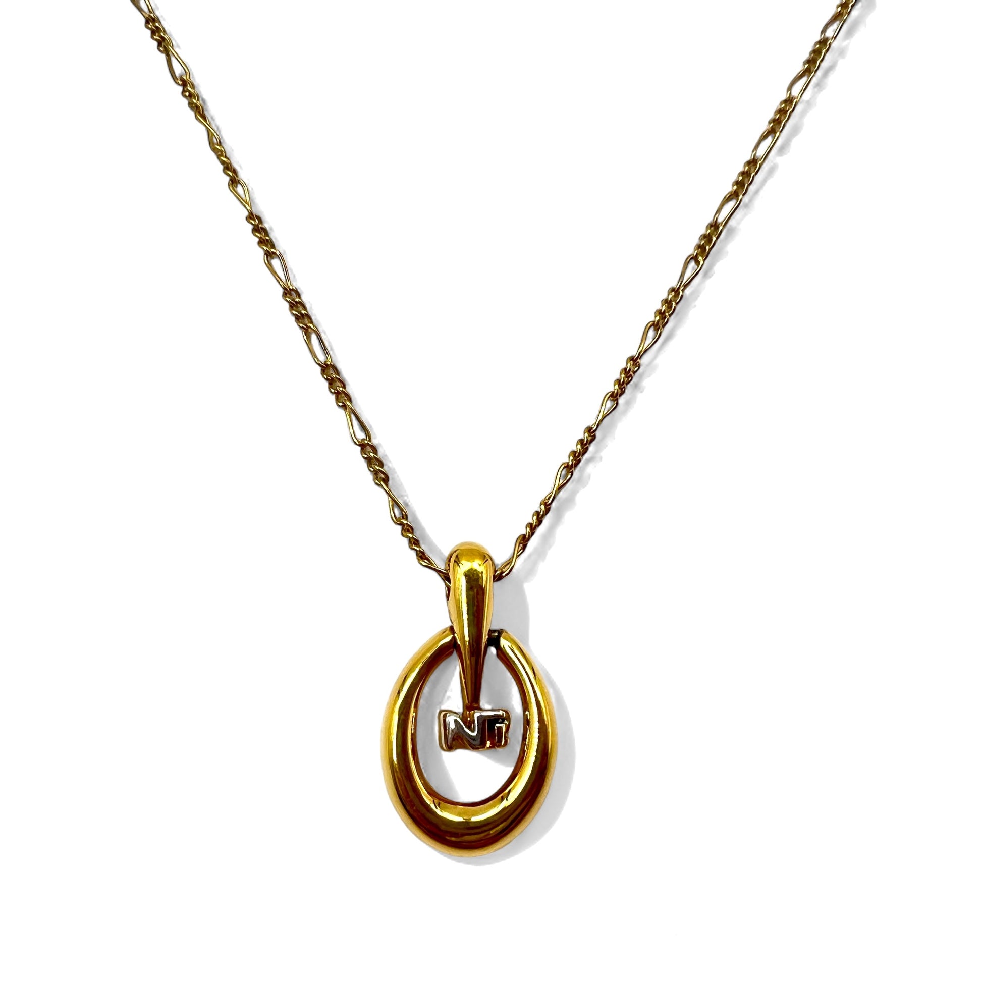 NINA RICCI Collana a catena Figaro color oro con logo ovale vintage