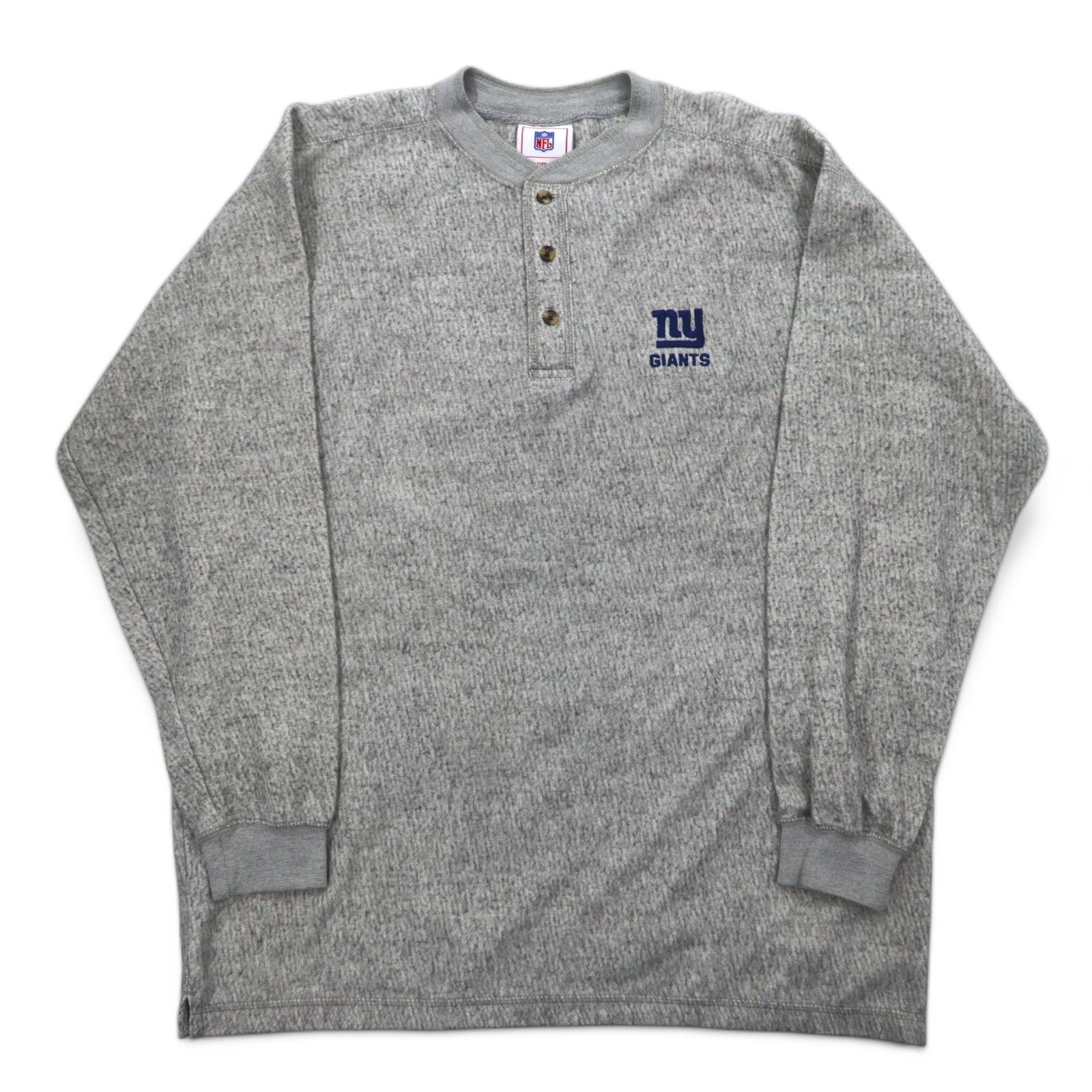 Maglia a maniche lunghe NFL Henry Neck Long Sleeve T-shirt L Grigio Cotone NY GIANTS
