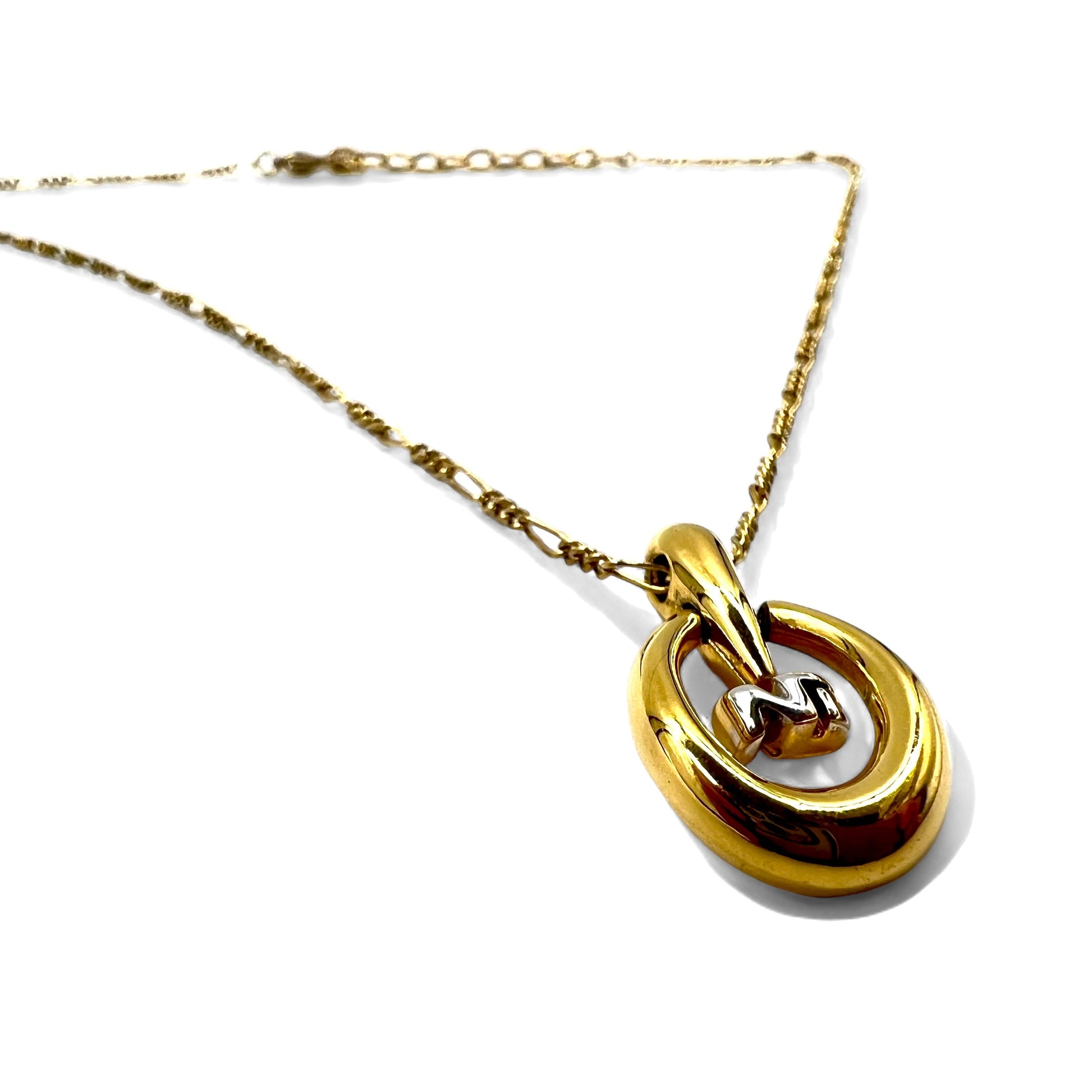 NINA RICCI Collana a catena Figaro color oro con logo ovale vintage