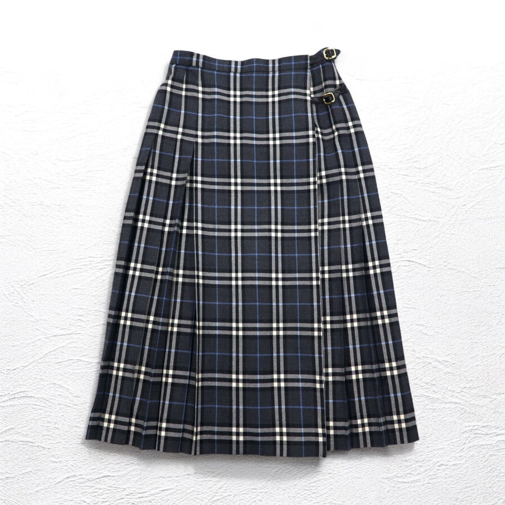 BURBERRYS gonna a pieghe a portafoglio Novacheck L grigia in lana FXA14-068 Made in Japan