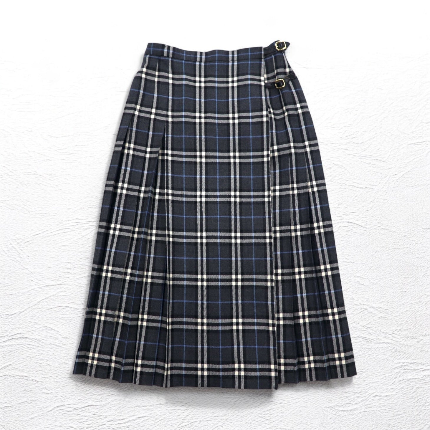 BURBERRYS gonna a pieghe a portafoglio Novacheck L grigia in lana FXA14-068 Made in Japan