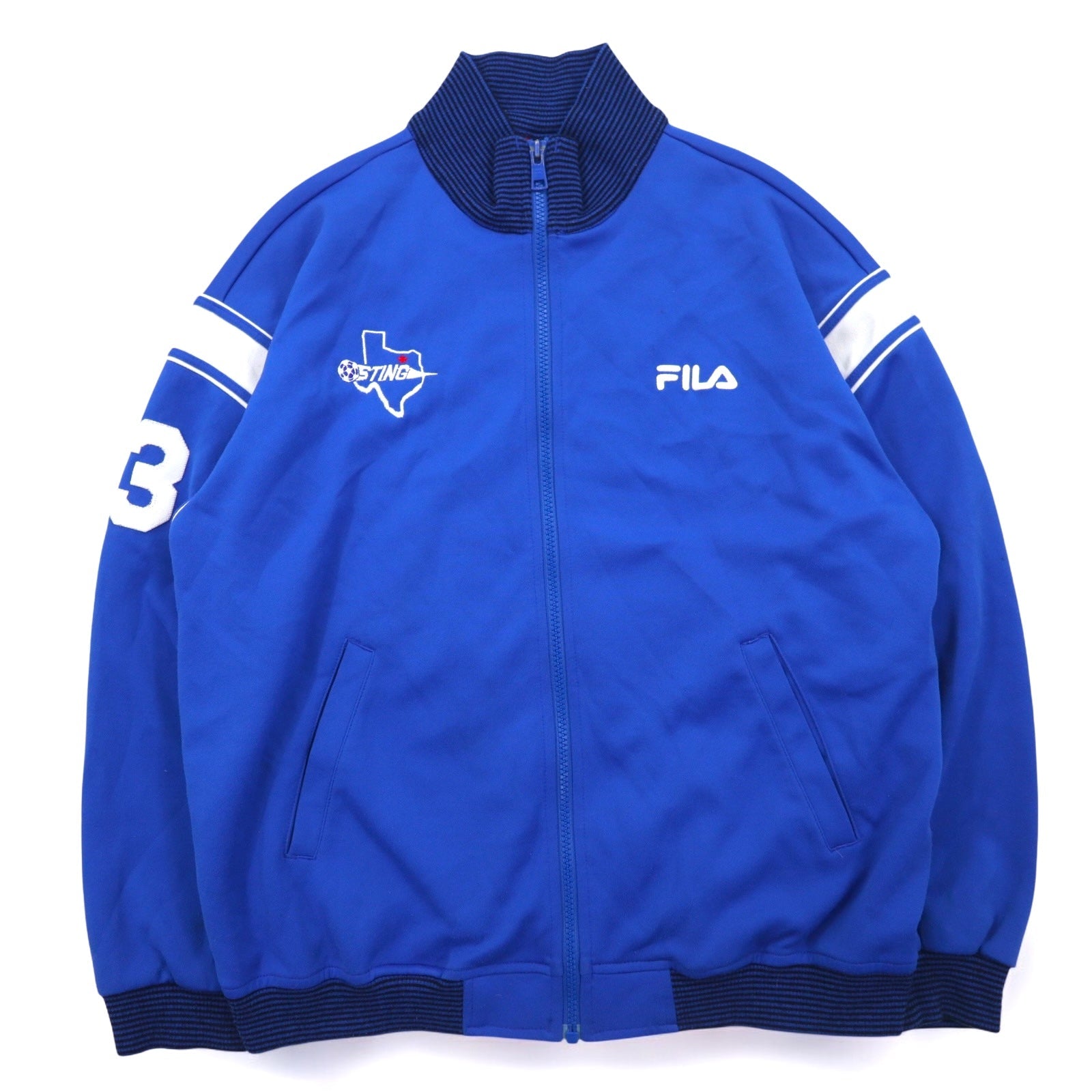 FILA Anni '90 Giacca sportiva a collo alto con colletto a costine Blu L Poliestere