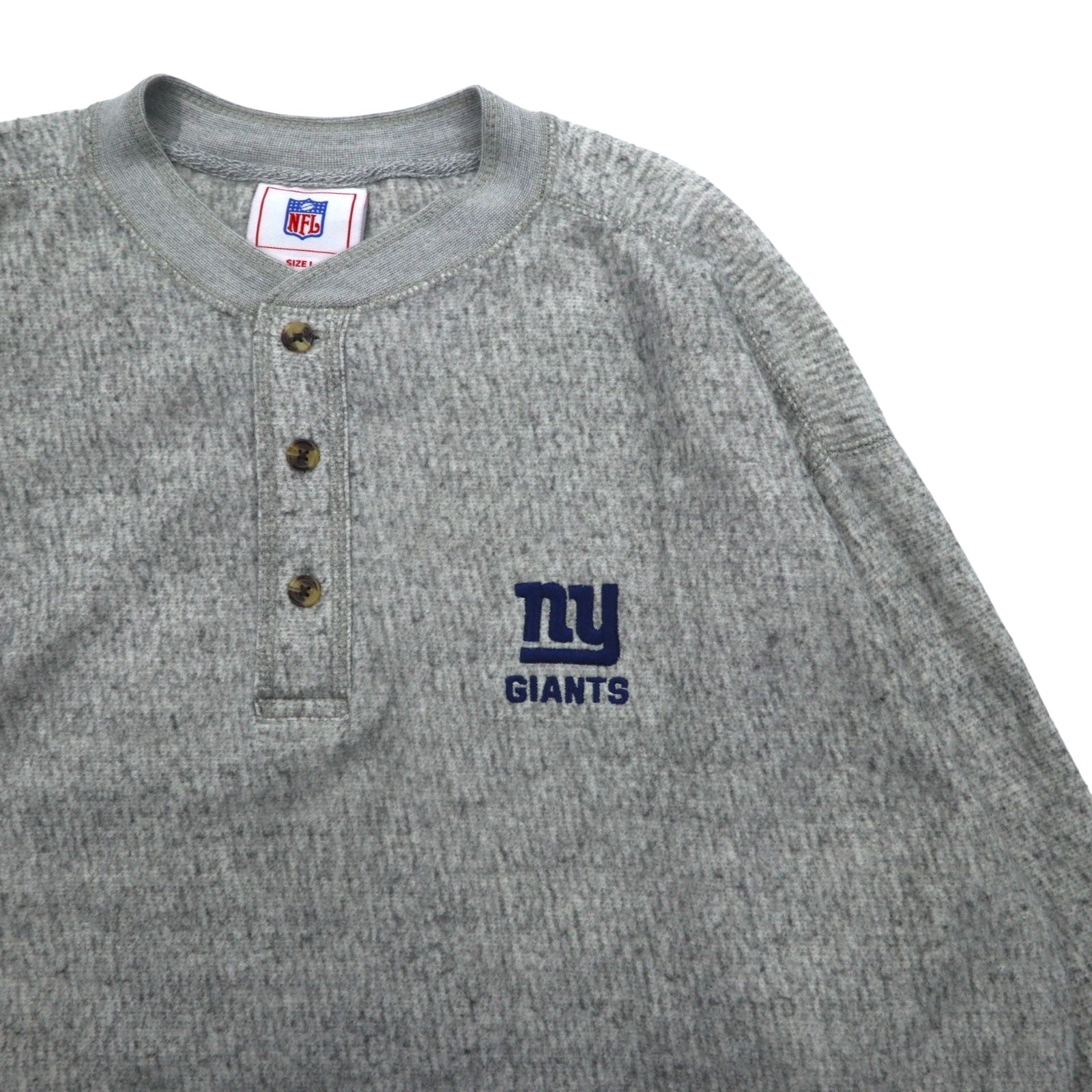 Maglia a maniche lunghe NFL Henry Neck Long Sleeve T-shirt L Grigio Cotone NY GIANTS