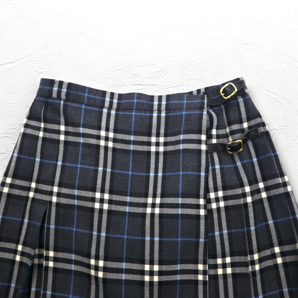 BURBERRYS gonna a pieghe a portafoglio Novacheck L grigia in lana FXA14-068 Made in Japan