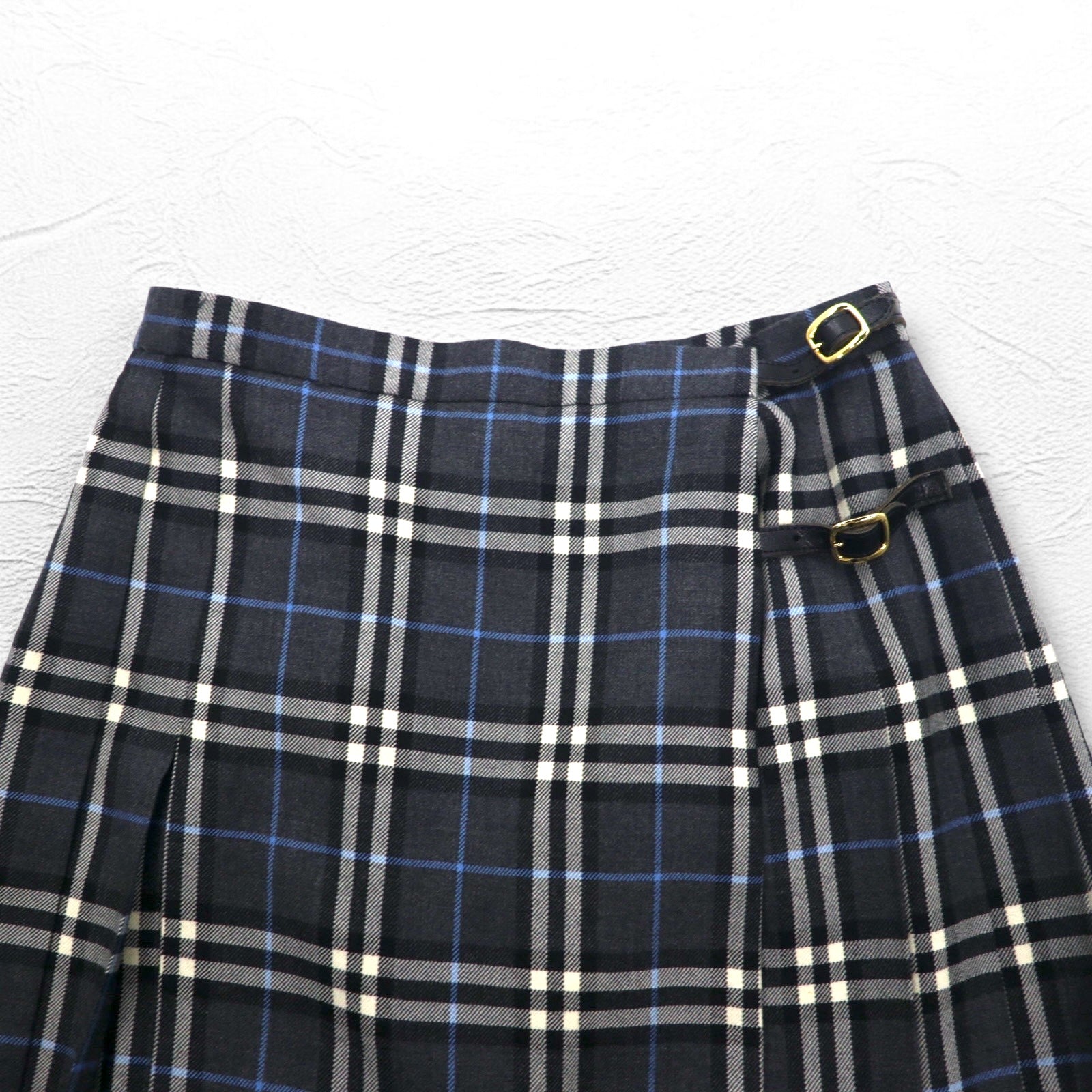 BURBERRYS gonna a pieghe a portafoglio Novacheck L grigia in lana FXA14-068 Made in Japan