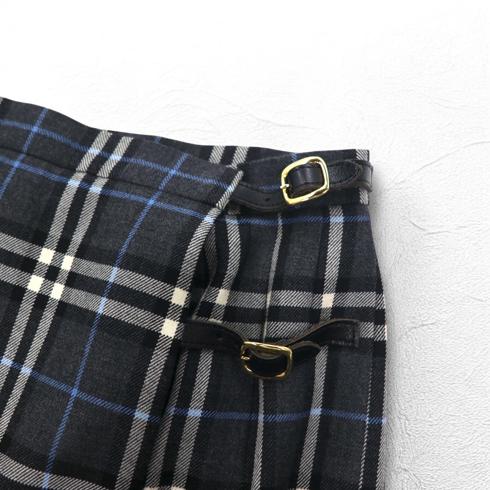 BURBERRYS gonna a pieghe a portafoglio Novacheck L grigia in lana FXA14-068 Made in Japan