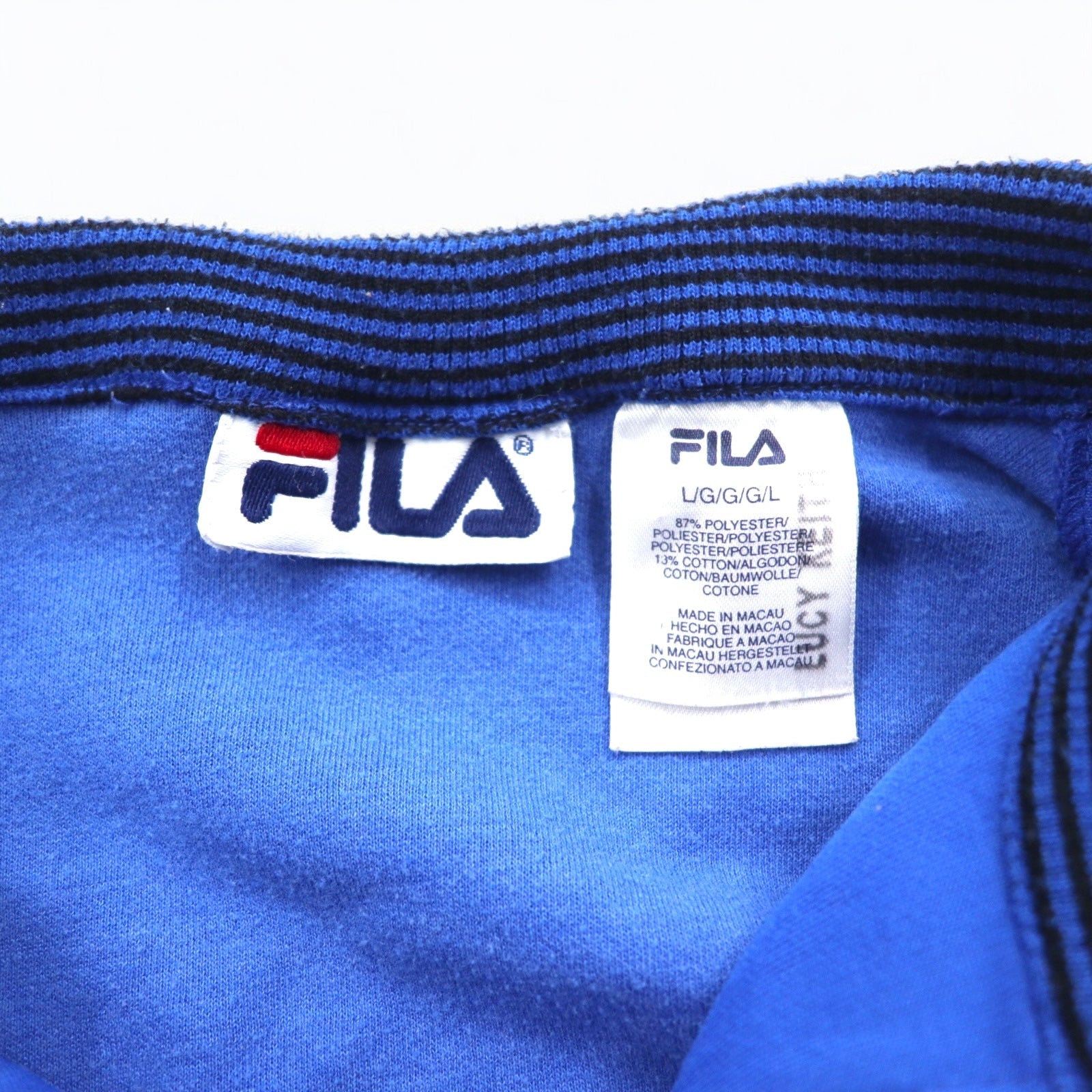 FILA Anni '90 Giacca sportiva a collo alto con colletto a costine Blu L Poliestere