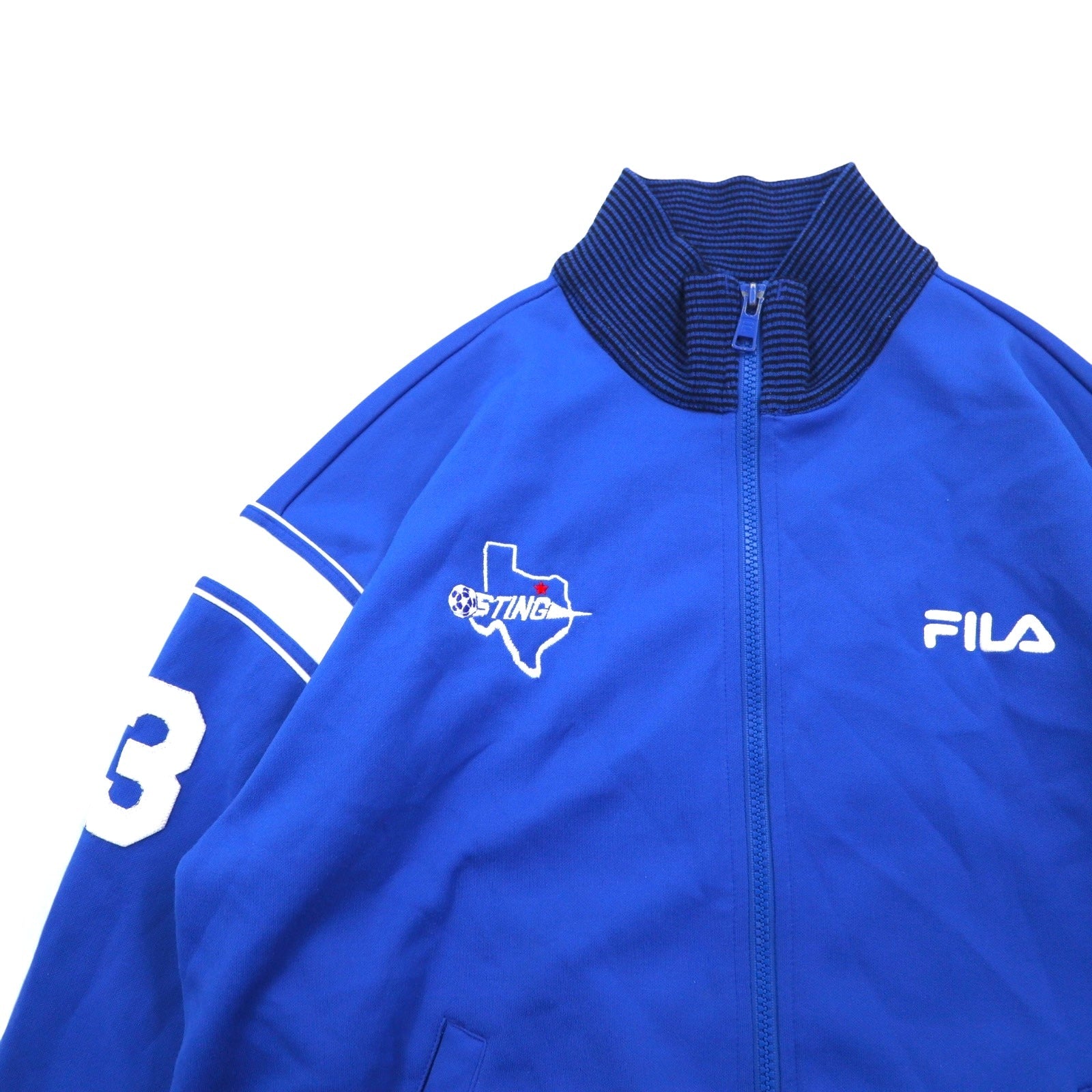 FILA Anni '90 Giacca sportiva a collo alto con colletto a costine Blu L Poliestere