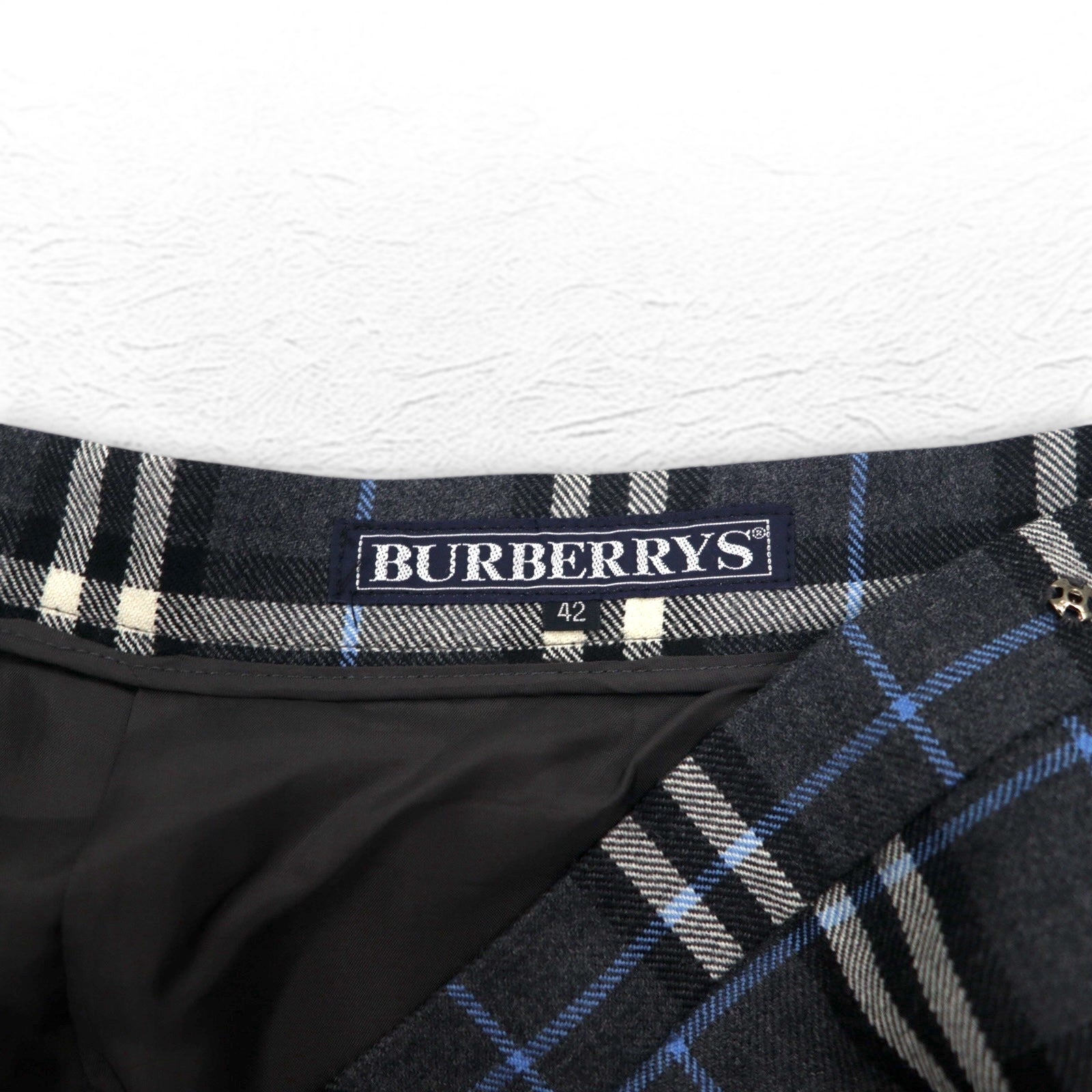BURBERRYS gonna a pieghe a portafoglio Novacheck L grigia in lana FXA14-068 Made in Japan