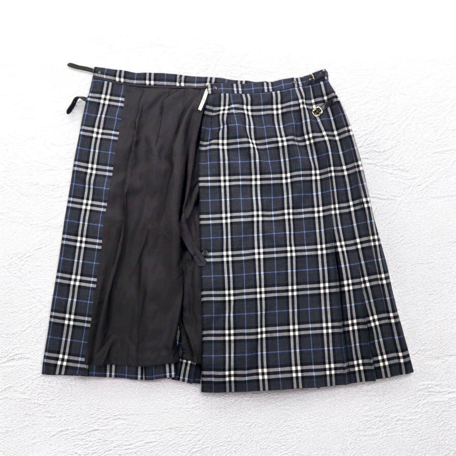 BURBERRYS gonna a pieghe a portafoglio Novacheck L grigia in lana FXA14-068 Made in Japan