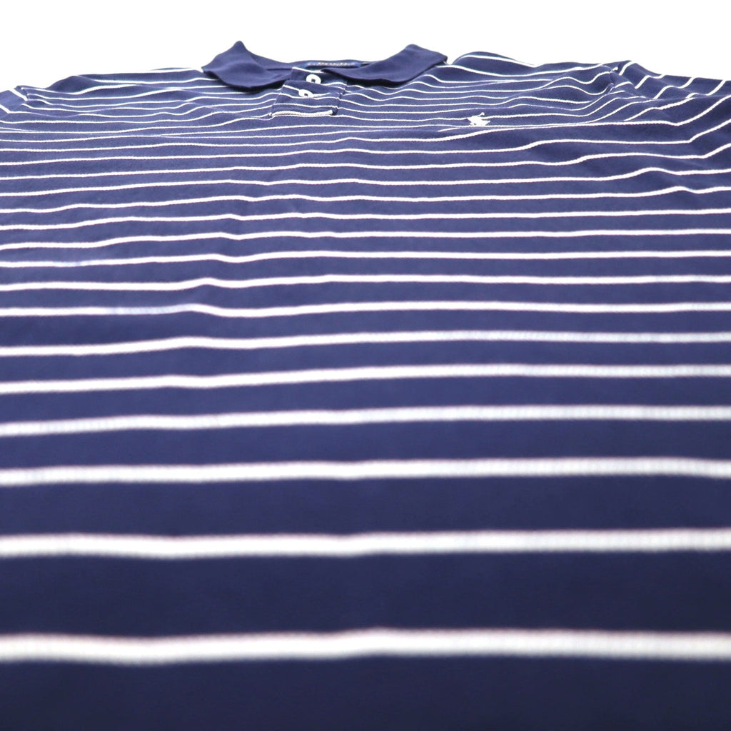 POLO RALPH LAUREN Polo Stretch Mesh Custom Slim Fit XL Blu Navy Righe Cotone Piqué Piccolo Cavallino Ricamato