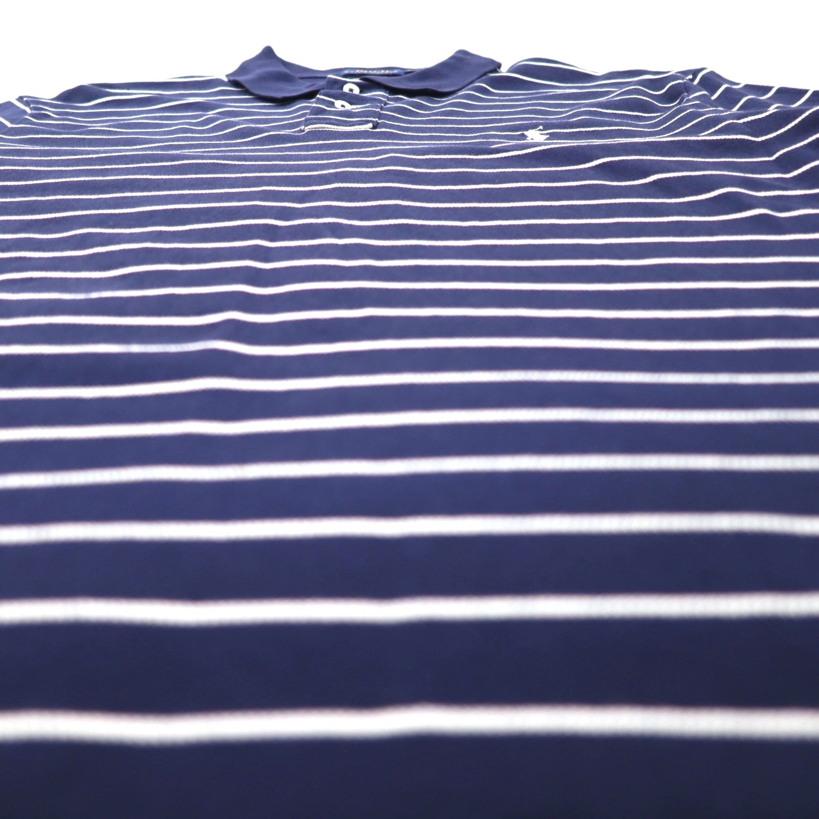 POLO RALPH LAUREN Polo Stretch Mesh Custom Slim Fit XL Blu Navy Righe Cotone Piqué Piccolo Cavallino Ricamato