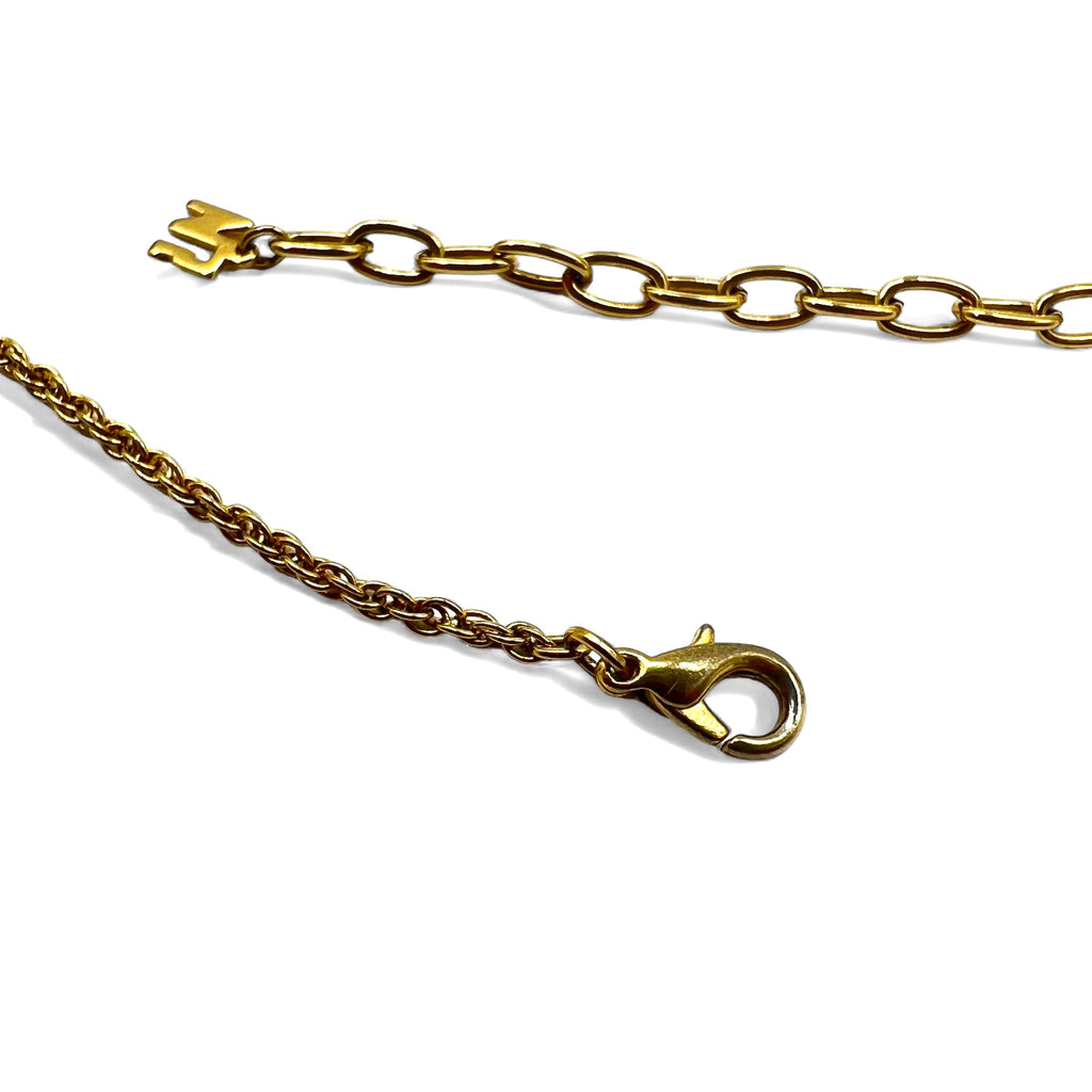 NINA RICCI Collana a catena a spirale con strass Oro Tonda Logo Vintage