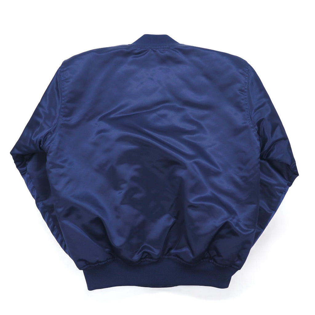 Giubbotto college vintage anni '90 Made in USA GAME Sportswear M Blu navy Fodera trapuntata Ricamo aziendale US