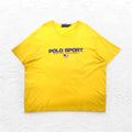 POLO SPORT RALPH LAUREN T-shirt anni '90, cucitura singola, 3XL, grande, gialla, con stampa logo bandiera americana, taglia grande